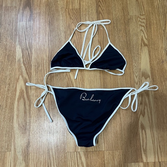 Burberry Bikini Navy Set Logo on Back Size Small - Picture 2 of 10